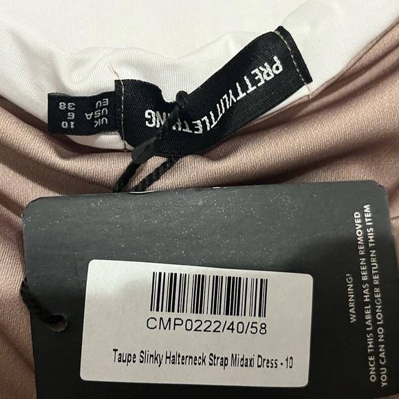 NWT PLT Taupe Slinky Halterneck Strap Midaxi Dress Size 6 - Picture 6 of 6